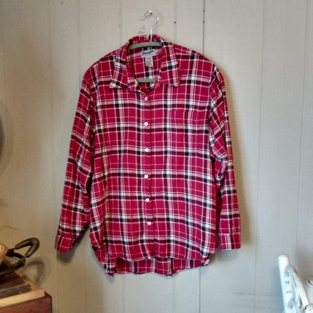 Women's Wrangler Wrancher Long-Sleeved Button-Down Flannel Shirt L